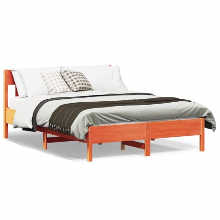 vidaXL Estructura cama con cabecero madera pino marrón cera 160x200 cm