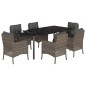 vidaXL Set comedor jardín 7 pzas y cojines ratán sintético gris