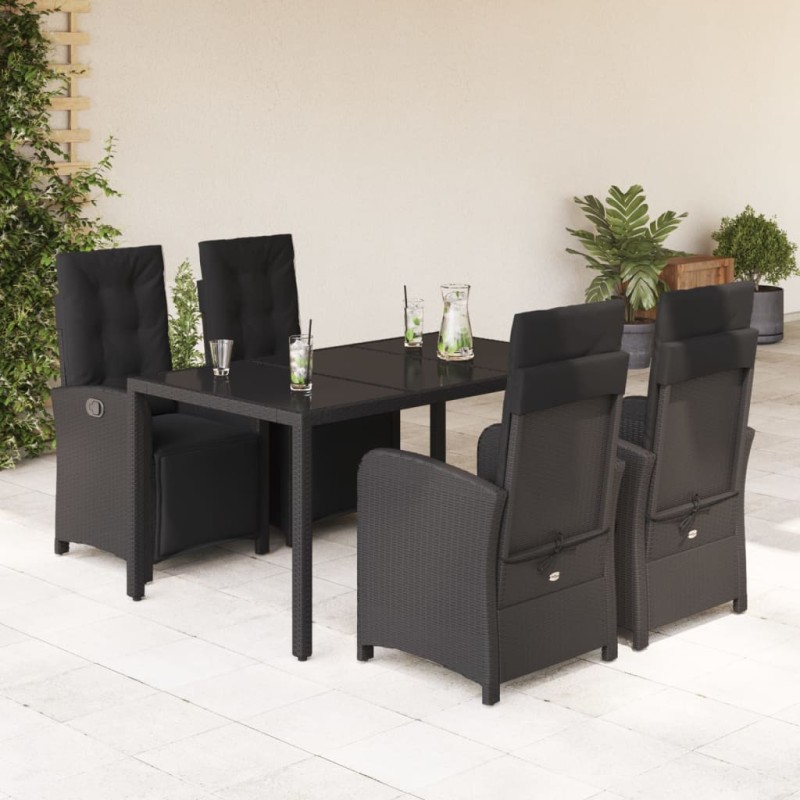 vidaXL Set de muebles jardín 5 pzas con cojines ratán sintético negro vidaXL Set de muebles jardín 5 pzas con cojines ratán sintético negro
