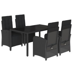 vidaXL Set de muebles jardín 5 pzas con cojines ratán sintético negro