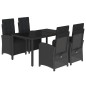 vidaXL Set de muebles jardín 5 pzas con cojines ratán sintético negro vidaXL Set de muebles jardín 5 pzas con cojines ratán sintético negro