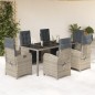 vidaXL Set comedor jardín 7 pzas y cojines ratán sintético gris vidaXL Set comedor jardín 7 pzas y cojines ratán sintético gris