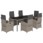 vidaXL Set comedor jardín 7 pzas y cojines ratán sintético gris vidaXL Set comedor jardín 7 pzas y cojines ratán sintético gris