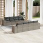 vidaXL Set de muebles de jardín 9 pzas y cojines ratán sintético gris
