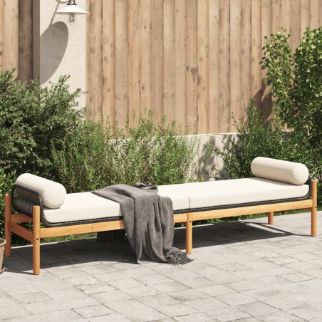 vidaXL Banco de jardín con cojín ratán sintético acacia negro