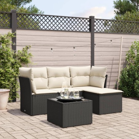 vidaXL Set de muebles de jardín 5 pzas y cojines ratán sintético negro