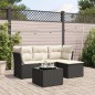 vidaXL Set de muebles de jardín 5 pzas y cojines ratán sintético negro vidaXL Set de muebles de jardín 5 pzas y cojines ratán sintético negro