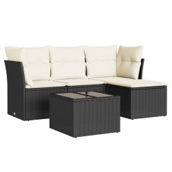 vidaXL Set de muebles de jardín 5 pzas y cojines ratán sintético negro