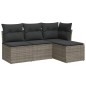 vidaXL Set de sofás de jardín 4 pzas y cojines ratán sintético gris vidaXL Set de sofás de jardín 4 pzas y cojines ratán sintético gris