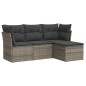 vidaXL Set de sofás de jardín 4 pzas y cojines ratán sintético gris vidaXL Set de sofás de jardín 4 pzas y cojines ratán sintético gris