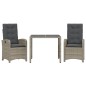 vidaXL Set comedor de jardín 3 piezas con cojines ratán sintético gris vidaXL Set comedor de jardín 3 piezas con cojines ratán sintético gris