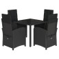 vidaXL Set de muebles jardín 5 pzas con cojines ratán sintético negro vidaXL Set de muebles jardín 5 pzas con cojines ratán sintético negro