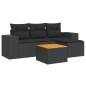 vidaXL Set de muebles de jardín 5 pzas y cojines ratán sintético negro vidaXL Set de muebles de jardín 5 pzas y cojines ratán sintético negro