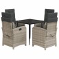 vidaXL Set comedor de jardín 5 pzas cojines ratán sintético gris claro