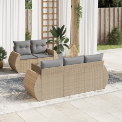 vidaXL Juego de sofás jardín con cojines 6 pzas ratán sintético beige