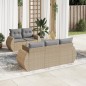 vidaXL Juego de sofás jardín con cojines 6 pzas ratán sintético beige vidaXL Juego de sofás jardín con cojines 6 pzas ratán sintético beige
