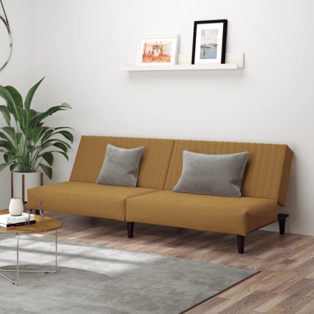 vidaXL Sofá cama de 2 plazas terciopelo marrón