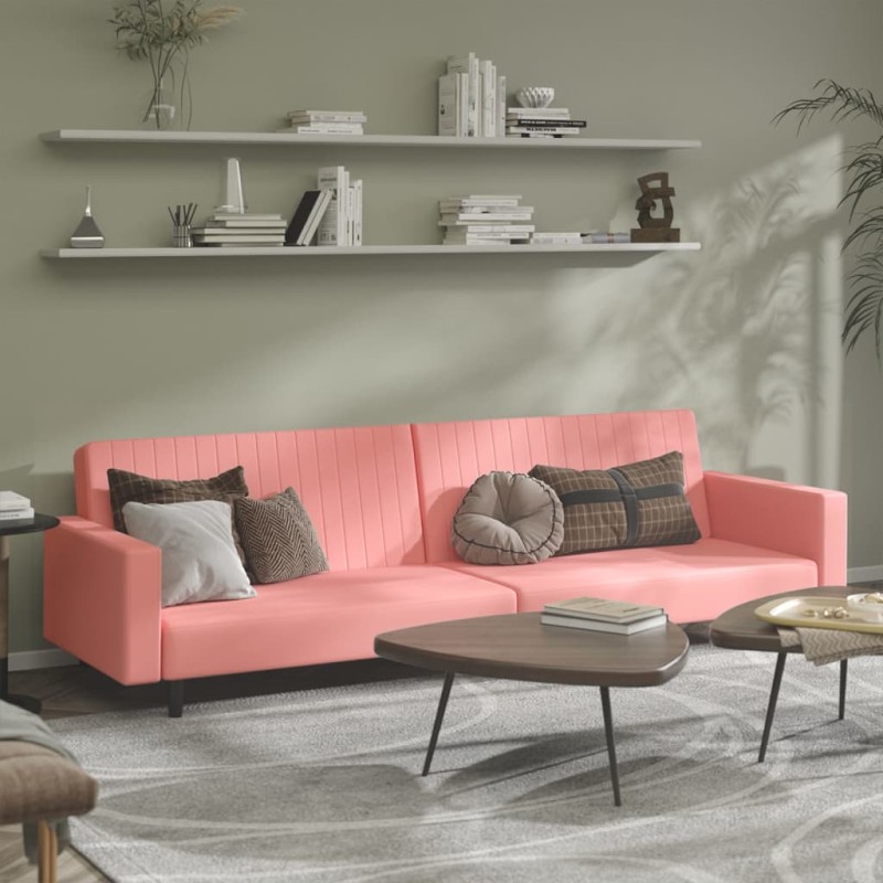 vidaXL Sofá cama de 2 plazas terciopelo rosa vidaXL Sofá cama de 2 plazas terciopelo rosa