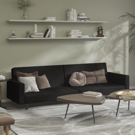 vidaXL Sofá cama de 2 plazas terciopelo negro