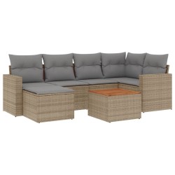 vidaXL Set sofás de jardín 7 piezas y cojines ratán sintético beige