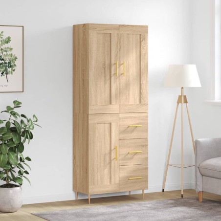 vidaXL Aparador alto madera contrachapada color roble 69,5x34x180 cm