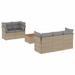 vidaXL Juego de sofás jardín con cojines 6 pzas ratán sintético beige