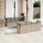 vidaXL Set de sofás de jardín 9 pzas con cojines ratán sintético beige vidaXL Set de sofás de jardín 9 pzas con cojines ratán sintético beige