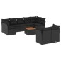 vidaXL Set de sofás de jardín 10 pzas cojines ratán sintético negro vidaXL Set de sofás de jardín 10 pzas cojines ratán sintético negro