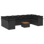 vidaXL Set de sofás de jardín 11 pzas y cojines ratán sintético negro vidaXL Set de sofás de jardín 11 pzas y cojines ratán sintético negro