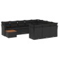 vidaXL Set de sofás de jardín 11 pzas y cojines ratán sintético negro vidaXL Set de sofás de jardín 11 pzas y cojines ratán sintético negro