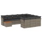 vidaXL Set de sofás de jardín 11 pzas y cojines ratán sintético gris vidaXL Set de sofás de jardín 11 pzas y cojines ratán sintético gris
