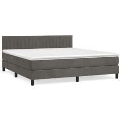 vidaXL Cama box spring con colchón terciopelo gris oscuro 180x200 cm