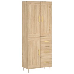 vidaXL Aparador alto madera contrachapada color roble 69,5x34x180 cm