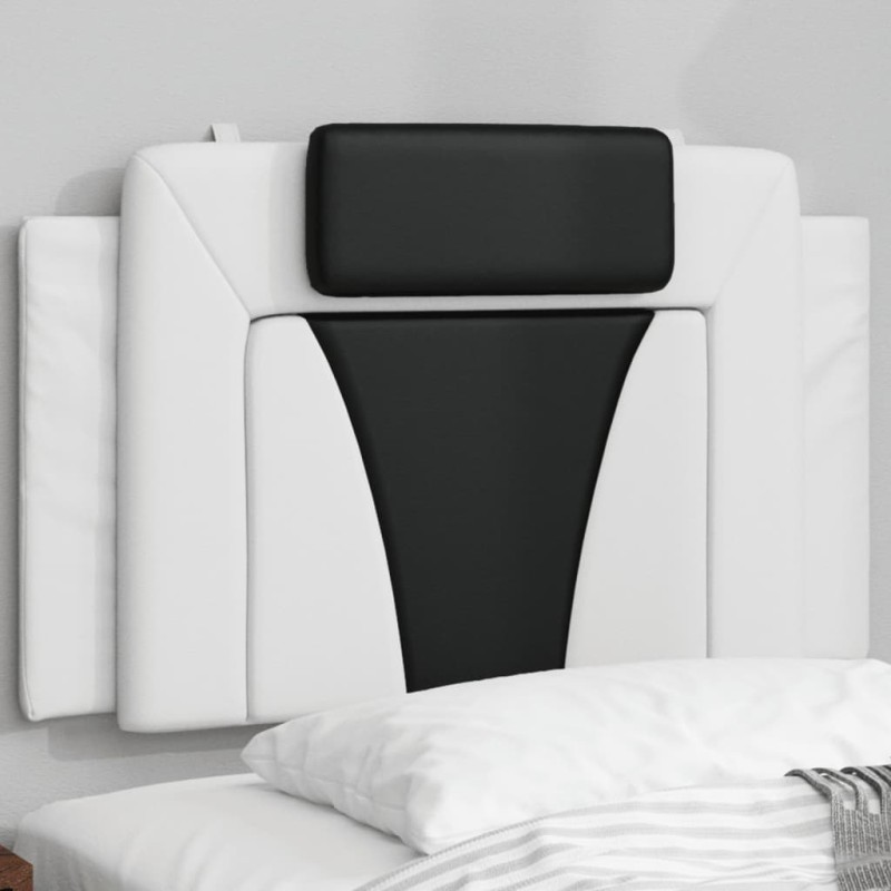 vidaXL Cabecero de cama acolchado cuero sintético blanco y negro 90 cm vidaXL Cabecero de cama acolchado cuero sintético blanco y negro 90 cm