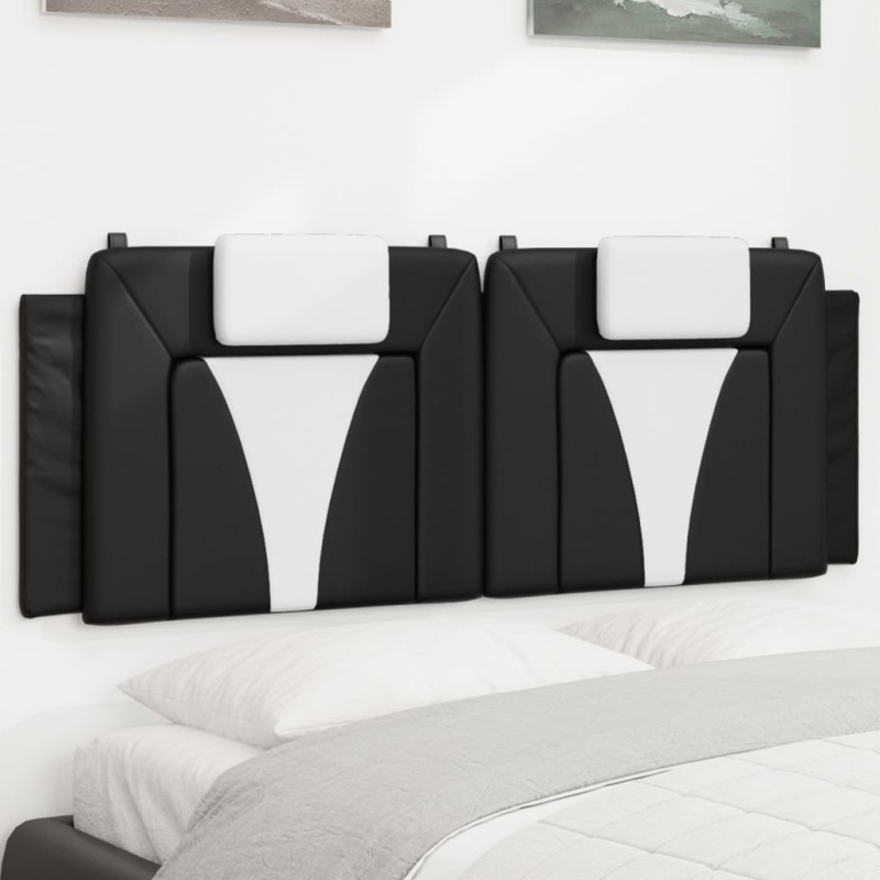 vidaXL Cabecero de cama acolchado cuero sintético negro blanco 120 cm