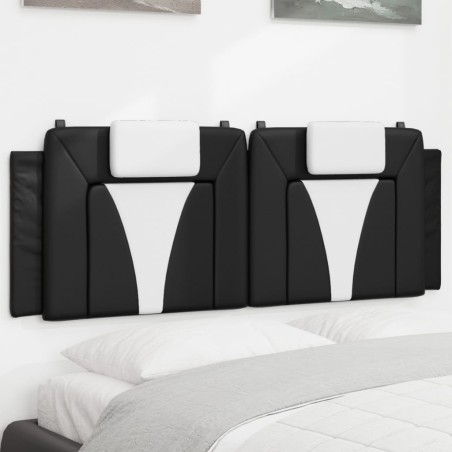 vidaXL Cabecero de cama acolchado cuero sintético negro blanco 120 cm