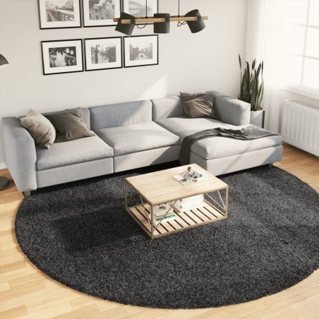 vidaXL Alfombra de pelo largo moderna gris antracita Ø 280 cm