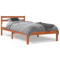 vidaXL Estructura de cama madera maciza de pino marrón cera 75x190 cm