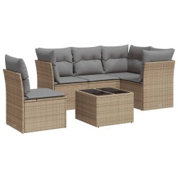 vidaXL Juego de sofás jardín con cojines 6 pzas ratán sintético beige
