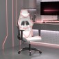 vidaXL Silla gaming de masaje cuero sintético blanco y rosa vidaXL Silla gaming de masaje cuero sintético blanco y rosa