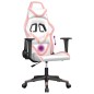 vidaXL Silla gaming de masaje cuero sintético blanco y rosa vidaXL Silla gaming de masaje cuero sintético blanco y rosa