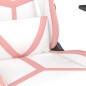 vidaXL Silla gaming de masaje cuero sintético blanco y rosa vidaXL Silla gaming de masaje cuero sintético blanco y rosa