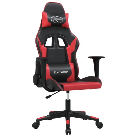vidaXL Silla gaming de masaje cuero sintético negro y rojo