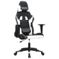 vidaXL Silla gaming de masaje cuero sintético negro y blanco vidaXL Silla gaming de masaje cuero sintético negro y blanco