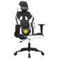 vidaXL Silla gaming de masaje cuero sintético negro y blanco vidaXL Silla gaming de masaje cuero sintético negro y blanco