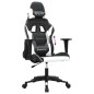 vidaXL Silla gaming de masaje cuero sintético negro y blanco vidaXL Silla gaming de masaje cuero sintético negro y blanco