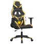 vidaXL Silla gaming de masaje cuero sintético negro y dorado vidaXL Silla gaming de masaje cuero sintético negro y dorado