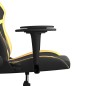 vidaXL Silla gaming de masaje cuero sintético negro y dorado vidaXL Silla gaming de masaje cuero sintético negro y dorado