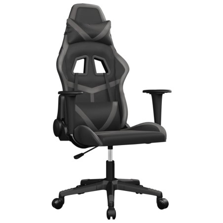 vidaXL Silla gaming de masaje cuero sintético negro y gris