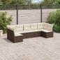 vidaXL Juego de sofás de jardín 7 piezas con cojines ratán PE marrón vidaXL Juego de sofás de jardín 7 piezas con cojines ratán PE marrón